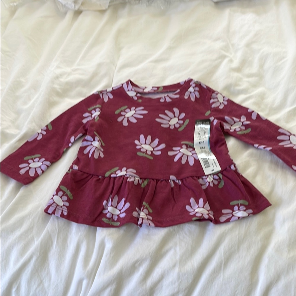 Okie Dokie Floral Baby Top - Maroon